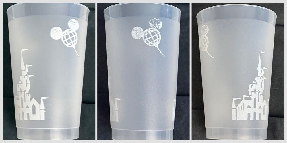 Vintage 1990s Walt Disney World Plastic Cup - Frosted Clear & White Castle Scene